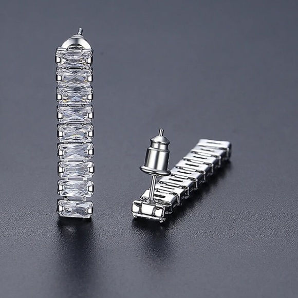 Baguette Simulated Diamond Tennis Necklace - Picture 7 of 9